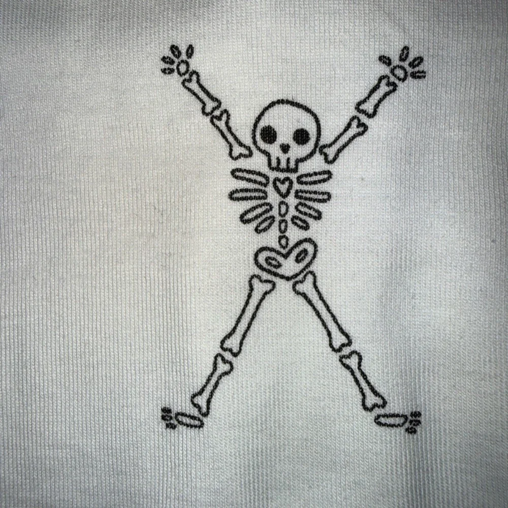 Monica + Andy Coverall Bib Set Kids 6-9M New Skeleton Organic Cotton White Black